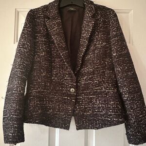 Ann Taylor Petites Black Tweed Blazer. Size 10P.